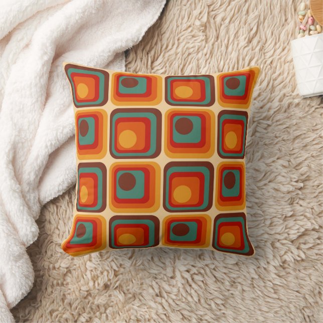 Mod 1970s Retro Style Geometric Design Cushion (Blanket)