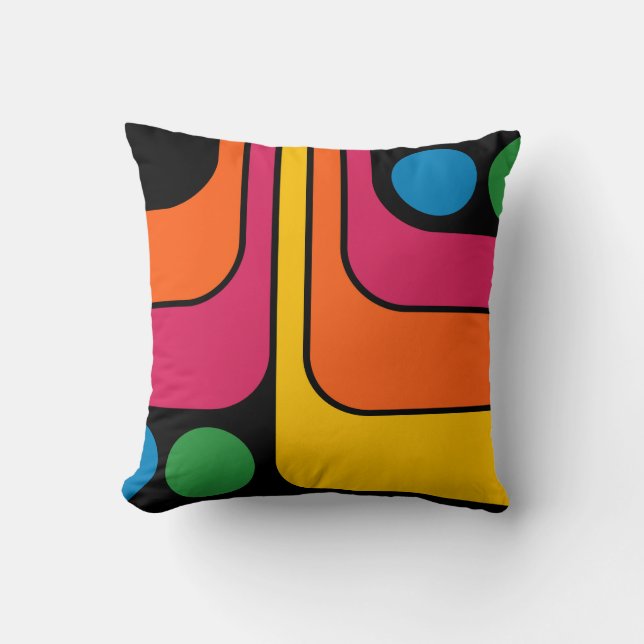 Mod 1970s Retro Style Geometric Design Cushion (Front)