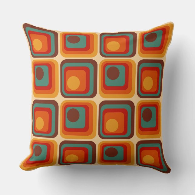Mod 1970s Retro Style Geometric Design Cushion (Front)