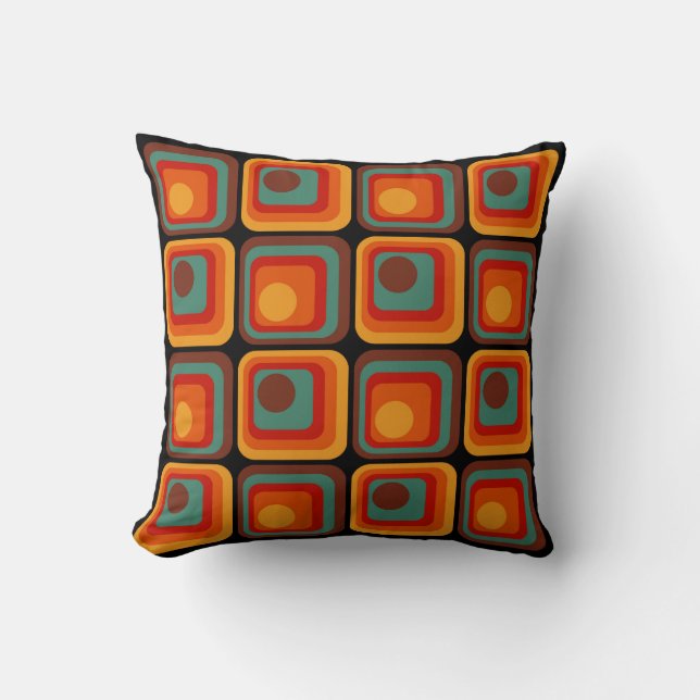 Mod 1970s Retro Style Geometric Design Cushion (Front)
