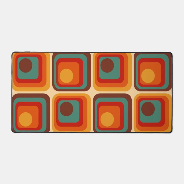 Mod 1970s Retro Style Geometric Design Desk Mat (Front)