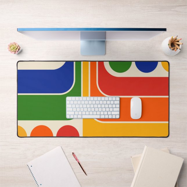 Mod 1970s Retro Style Geometric Design Desk Mat (Office 1)