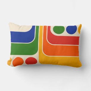 Mod 1970s Retro Style Geometric Design Lumbar Cushion