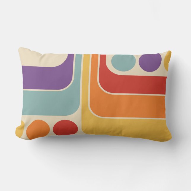 Mod 1970s Retro Style Geometric Design Lumbar Cushion (Front)