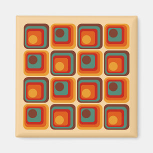 Mod 1970s Retro Style Geometric Design Magnet