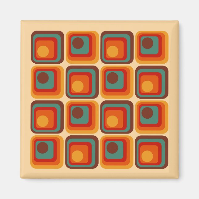 Mod 1970s Retro Style Geometric Design Magnet (Front)