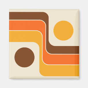 Mod 1970s Retro Style Geometric Design Magnet