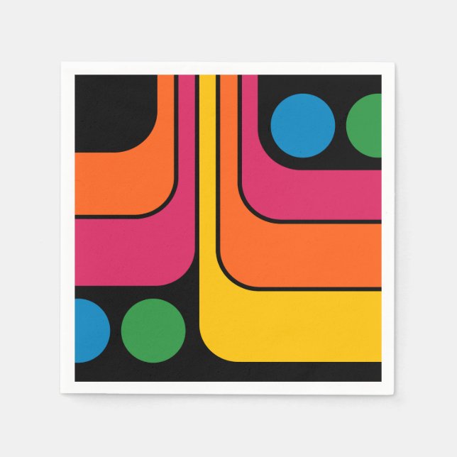 Mod 1970s Retro Style Geometric Design Napkin (Front)