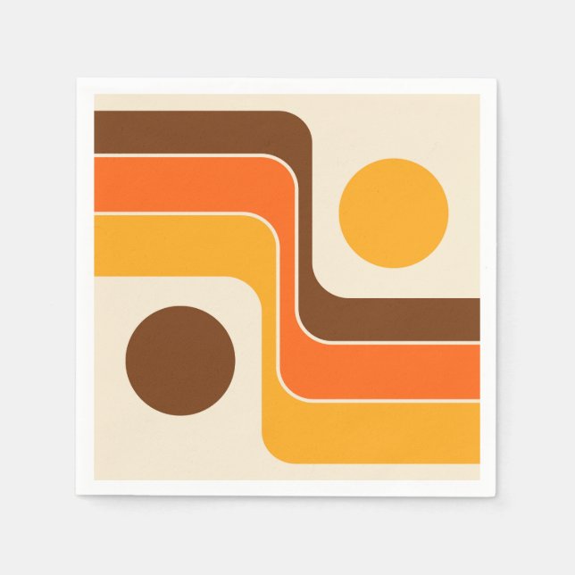 Mod 1970s Retro Style Geometric Design Napkin (Front)