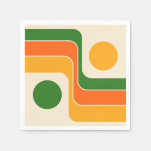 Mod 1970s Retro Style Geometric Design Napkin