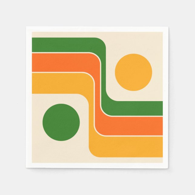 Mod 1970s Retro Style Geometric Design Napkin (Front)