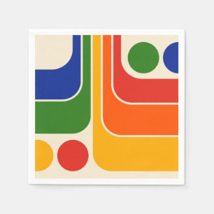 Mod 1970s Retro Style Geometric Design Napkin