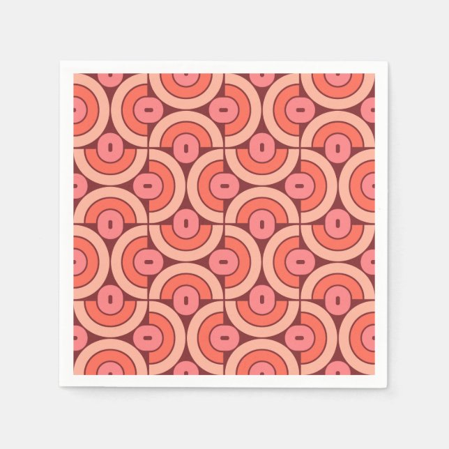 Mod 1970s Retro Style Geometric Design Napkin (Front)
