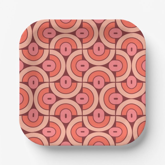 Mod 1970s Retro Style Geometric Design Paper Plate (Front)