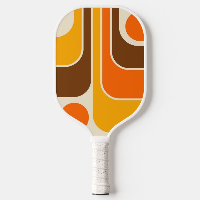 Mod 1970s Retro Style Geometric Design Pickleball Paddle (Front)