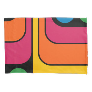 Mod 1970s Retro Style Geometric Design Pillowcase