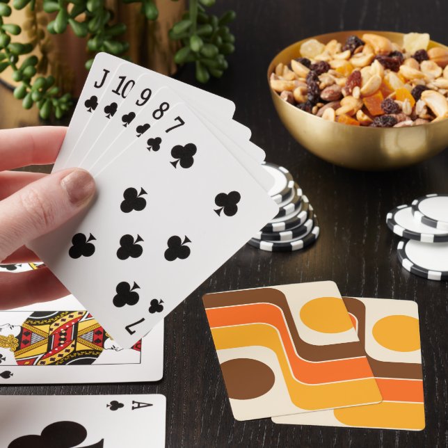 Mod 1970s Retro Style Geometric Design Playing Cards (In Situ)