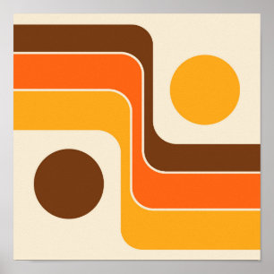 Mod 1970s Retro Style Geometric Design Poster