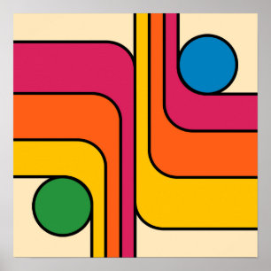 Mod 1970s Retro Style Geometric Design Poster