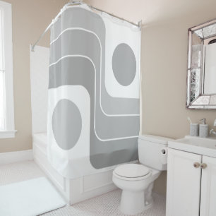 Mod 1970s Retro Style Geometric Design Shower Curtain