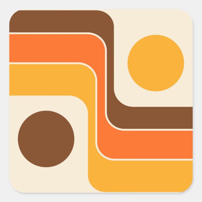Mod 1970s Retro Style Geometric Design Square Sticker (Front)