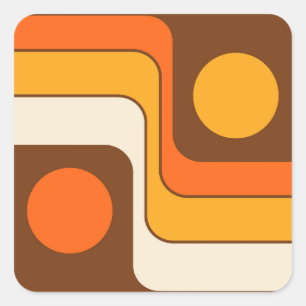 Mod 1970s Retro Style Geometric Design Square Sticker