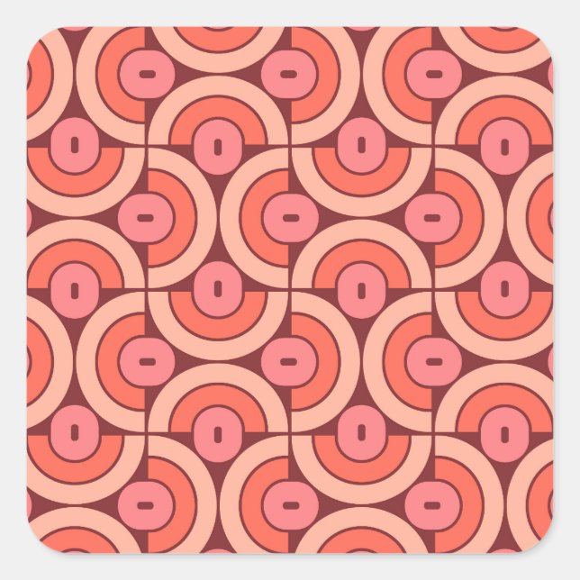 Mod 1970s Retro Style Geometric Design Square Sticker (Front)