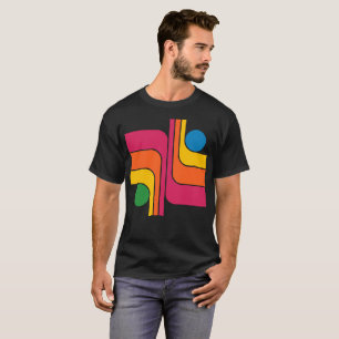 Mod 1970s Retro Style Geometric Design T-Shirt