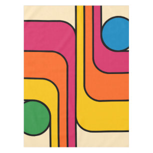 Mod 1970s Retro Style Geometric Design Tablecloth