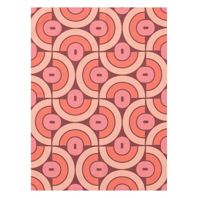 Mod 1970s Retro Style Geometric Design Tablecloth (Front)