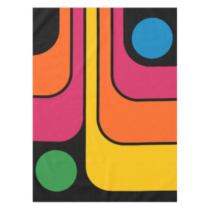 Mod 1970s Retro Style Geometric Design Tablecloth