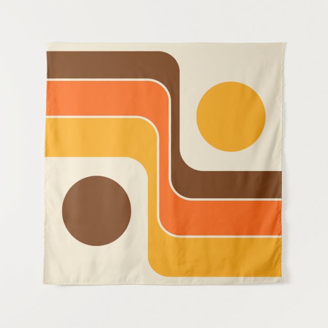 Mod 1970s Retro Style Geometric Design Tapestry (Front)