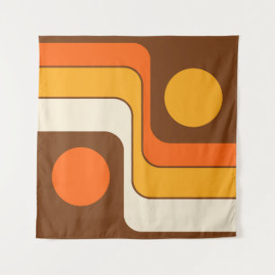 Mod 1970s Retro Style Geometric Design Tapestry