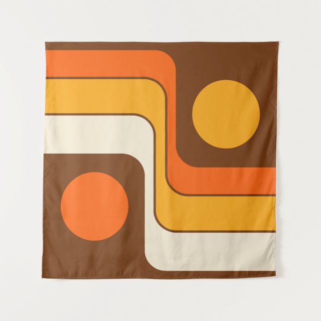 Mod 1970s Retro Style Geometric Design Tapestry (Front)