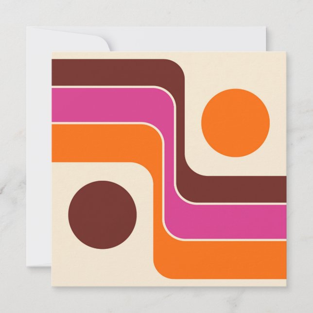 Mod 1970s Retro Style Geometric Design Thank You Card (Front)