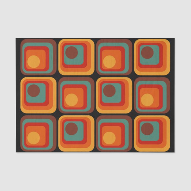 Mod 1970s Retro Style Geometric Design Tissue Paper (Front)