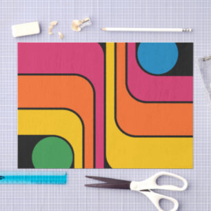 Mod 1970s Retro Style Geometric Design Tissue Paper