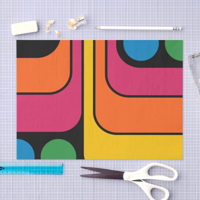 Mod 1970s Retro Style Geometric Design Tissue Paper (Craft)