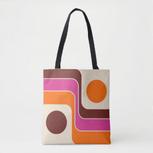 Mod 1970s Retro Style Geometric Design Tote Bag