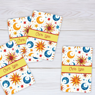 Mod Abstract Sun Moon and Stars Colourful Playing Cards