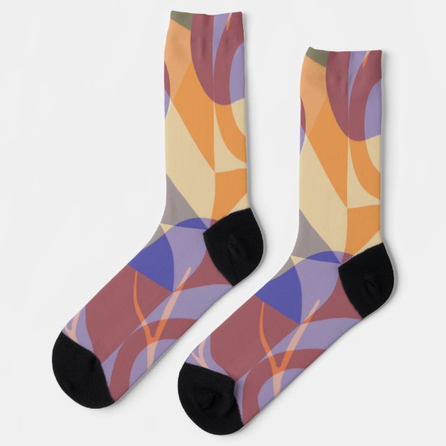 Mod Artsy Purple and Peach  Socks (Left)