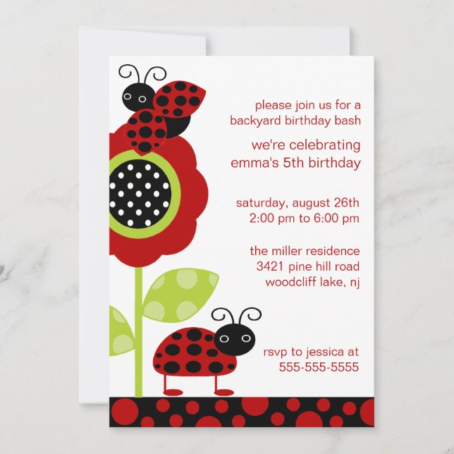 Mod Baby Bugs Birthday Invitation (Front)