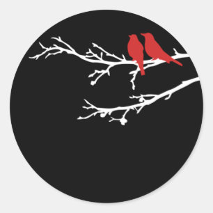mod birds classic round sticker