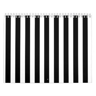 Mod Black and White Stripes Pattern Calendar