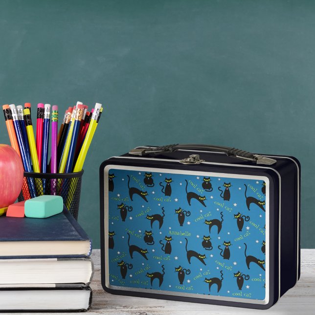 Mod Black Cats Custom Name Metal Lunch Box (Creator Uploaded)
