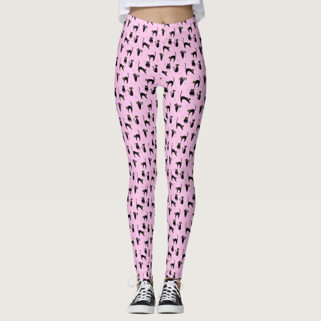 Mod Black Cats Leggings (Front)