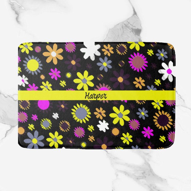 Mod Black Floral Bath Mat (Creator Uploaded)