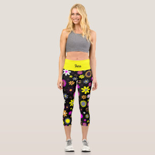 Mod Black Floral Capri Leggings
