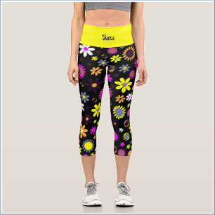 Mod Black Floral Capri Leggings