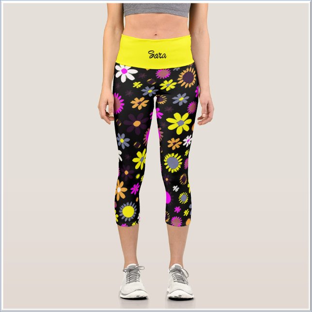 Mod Black Floral Capri Leggings (Creator Uploaded)